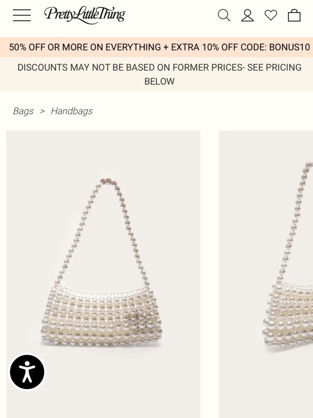 PrettyLittleThing Pearl Beaded Mini Shoulder Bag in Ivory